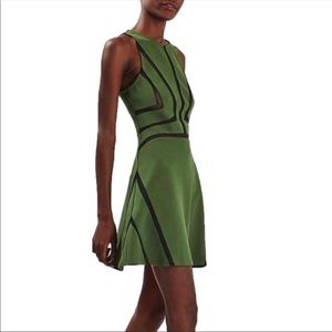Topshop Olive Mesh A-line Dress